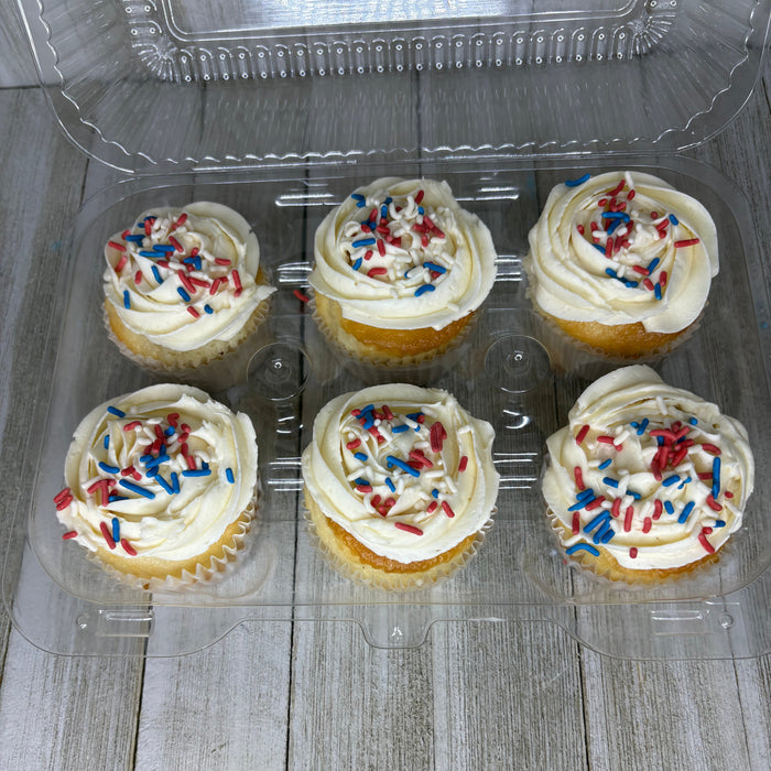 Red White & Blue Sprinkle Cupcakes