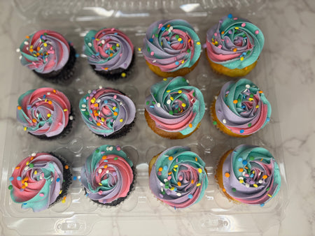 multi-color swirl cupcakes