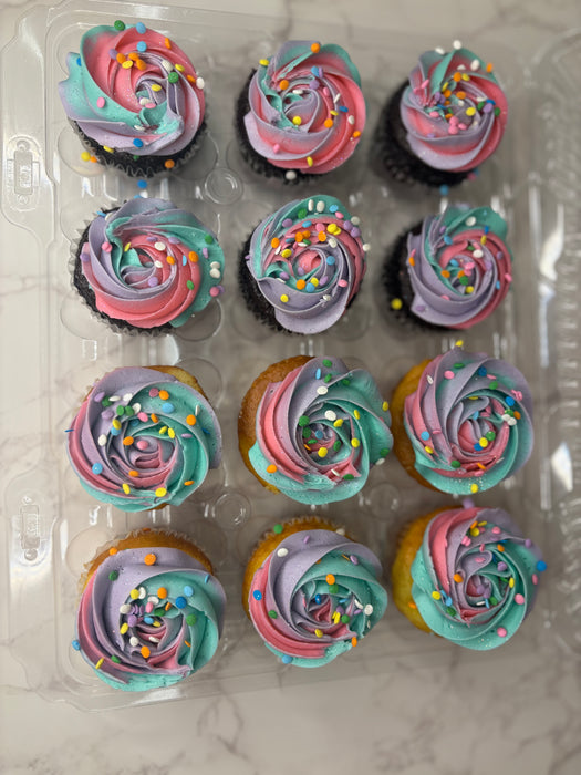 multicolor festive cupcakes to go with Gracie's Corner cake